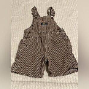 2009 Pinstripe Oshkosh B'Gosh Children's Overall Bib Shorts brown VNTG